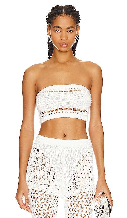 retrofete Luiz Strapless Top in Ivory And Gold in Ivory. - size M (also in L, XL) Product Image