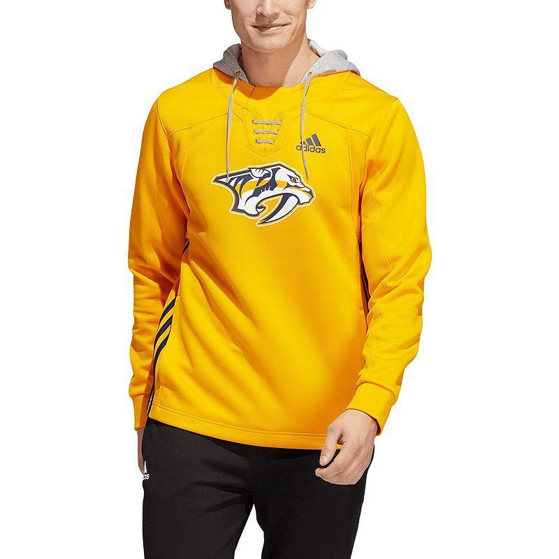 Mens adidas Gold Nashville Predators Skate Lace Primeblue Team Pullover Hoodie Product Image