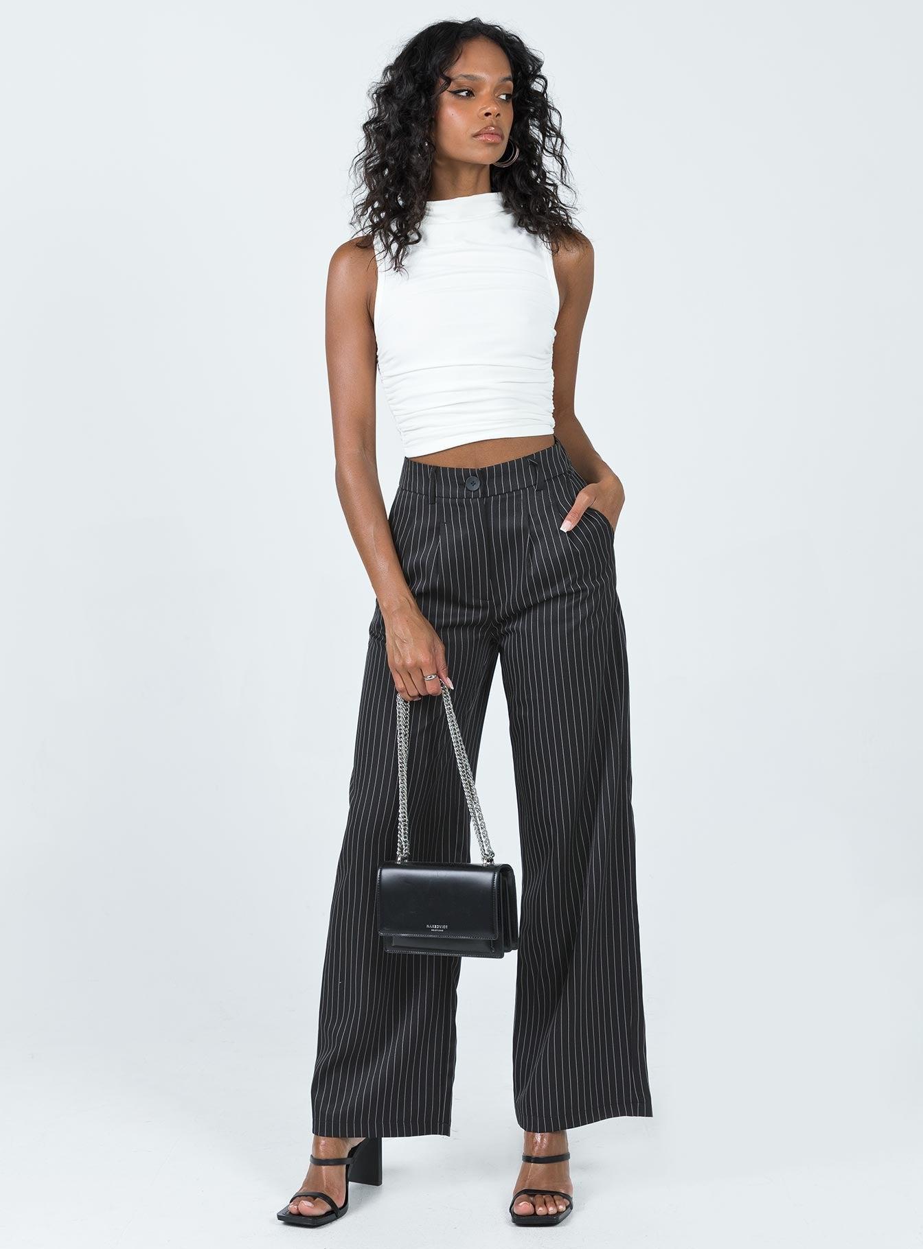 Archer Pants Pinstripe Black Product Image