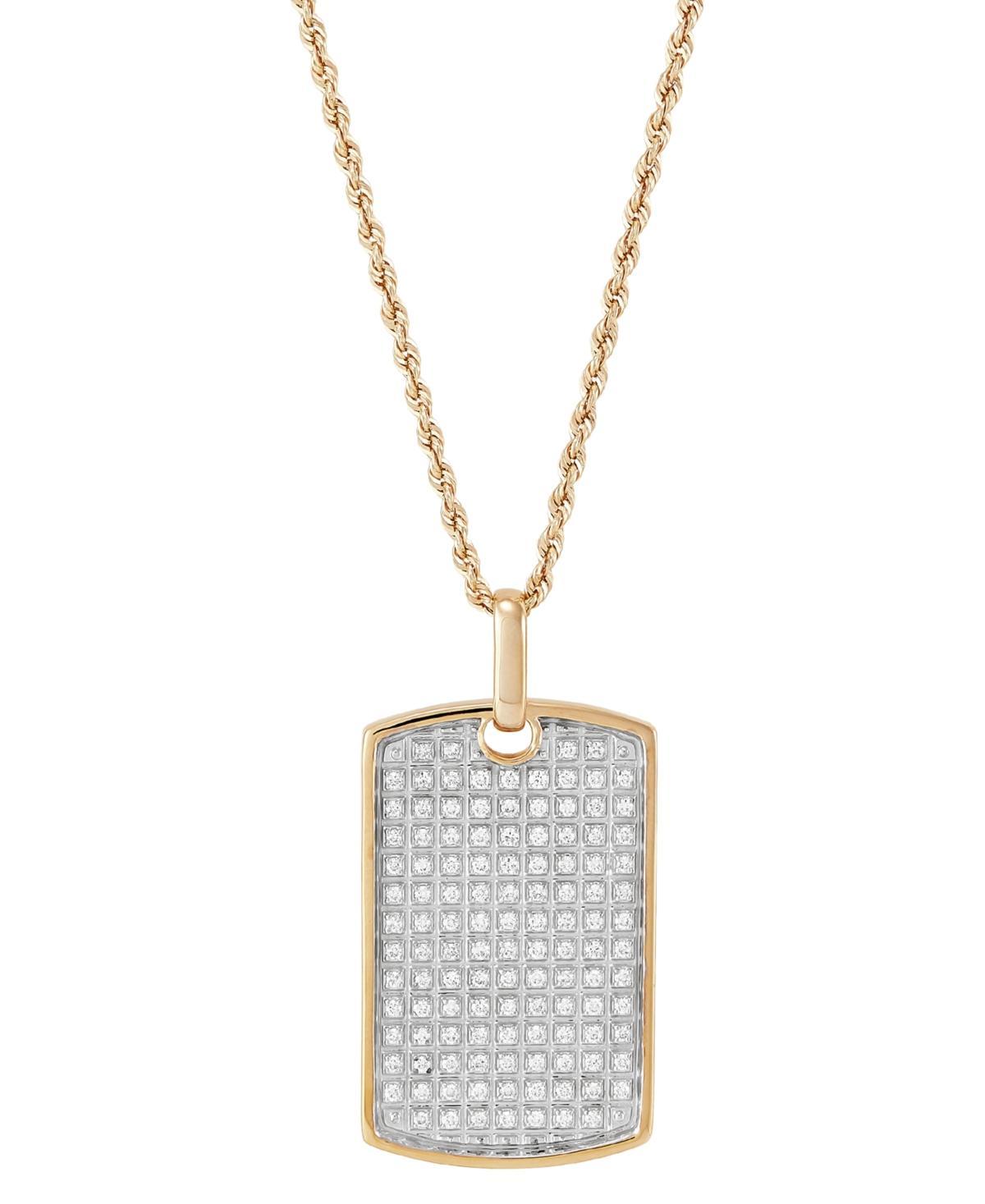 Grown With Love Unisex Lab Grown Diamond Pave Dog Tag 22 Pendant Necklace (1 ct. t.w.) in 10k Gold Product Image