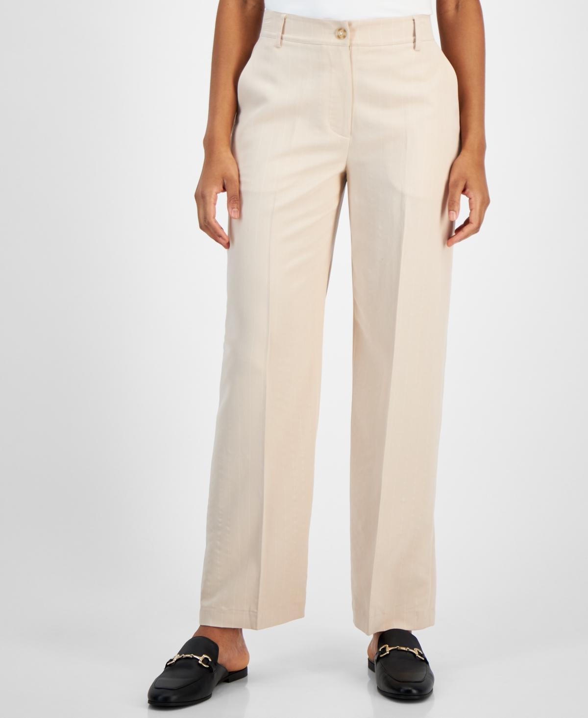 T Tahari Womens Pinstriped Wide-Leg Pants product image