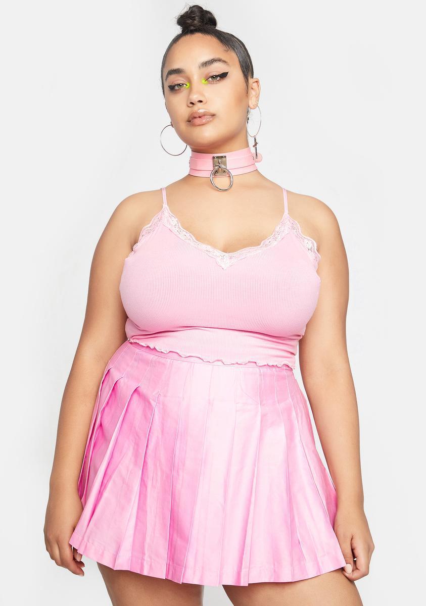 Plus Size Current Mood Cami And Pleated Skirt Set - Pink product image