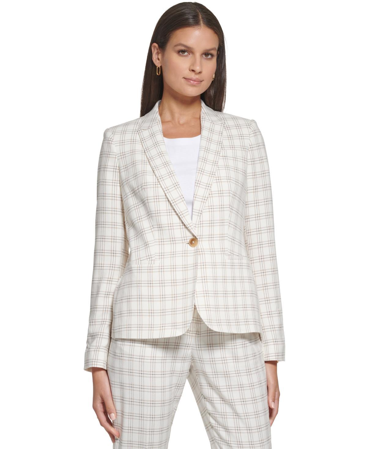 Tommy Hilfiger Womens Plaid One-Button Blazer Product Image