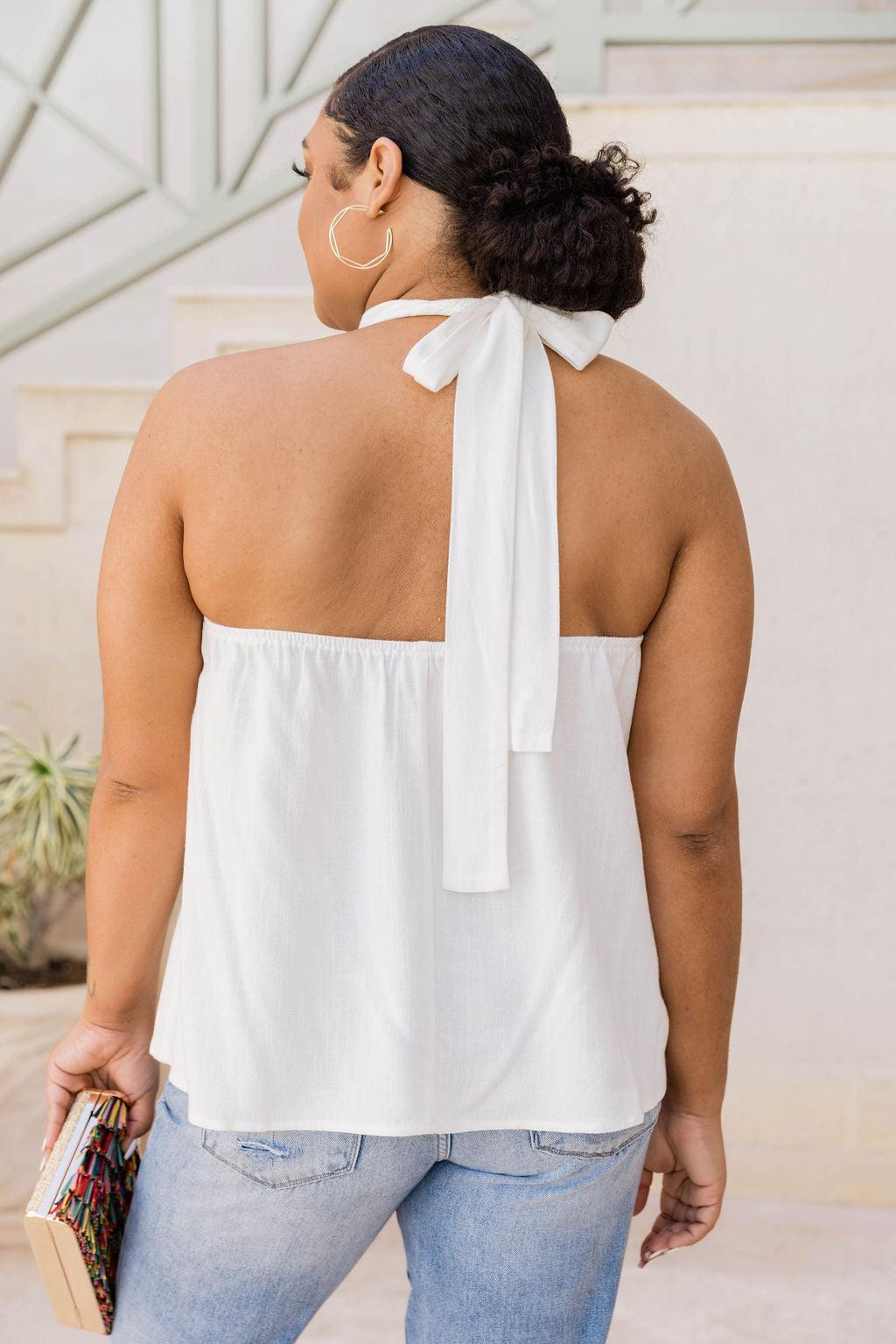 Been Here Before Ivory Halter Neck Tank FINAL SALE Product Image