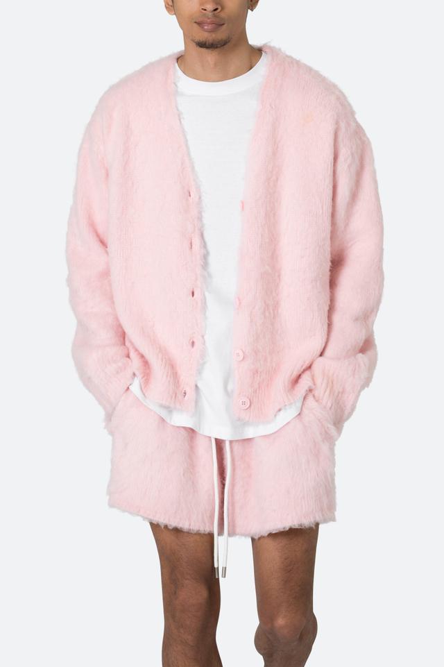 Fuzzy Cardigan Sweater - Pink Product Image