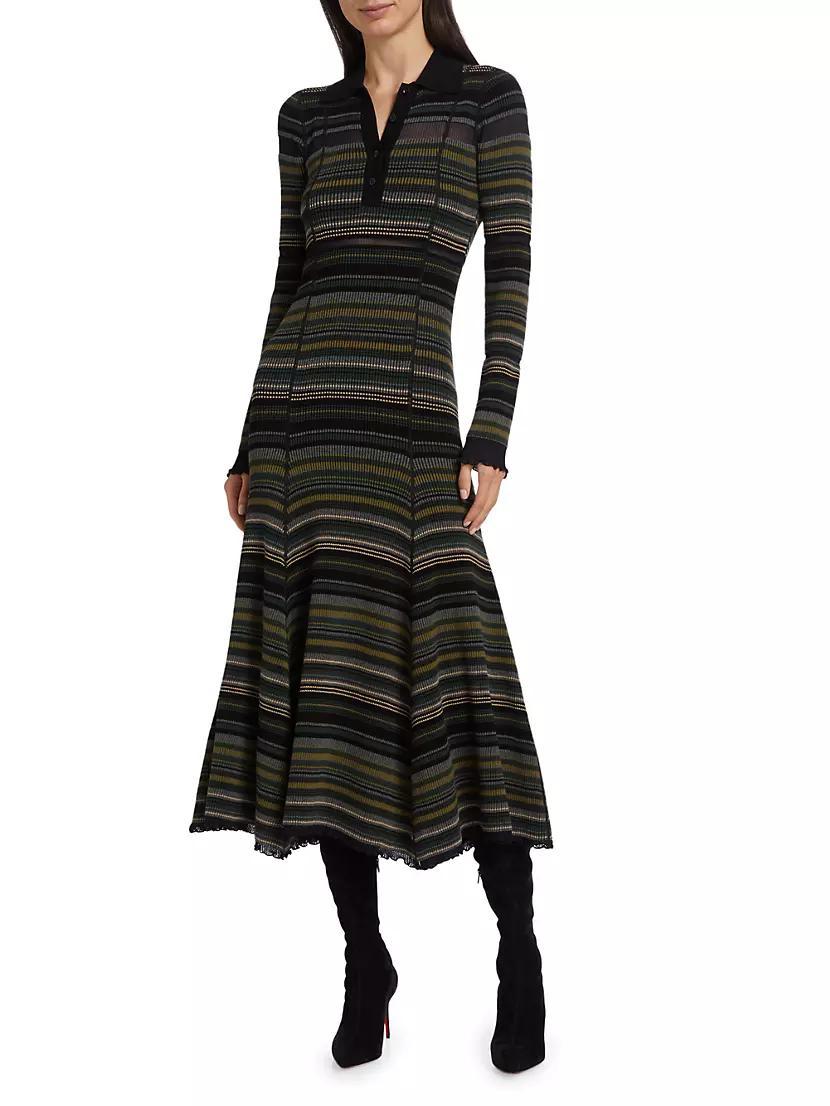 Striped Reversible Rib-Knit Midi-Dress Product Image