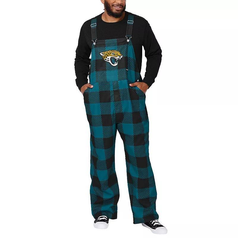 Mens FOCO Teal Jacksonville Jaguars Big Logo Plaid Overalls Product Image