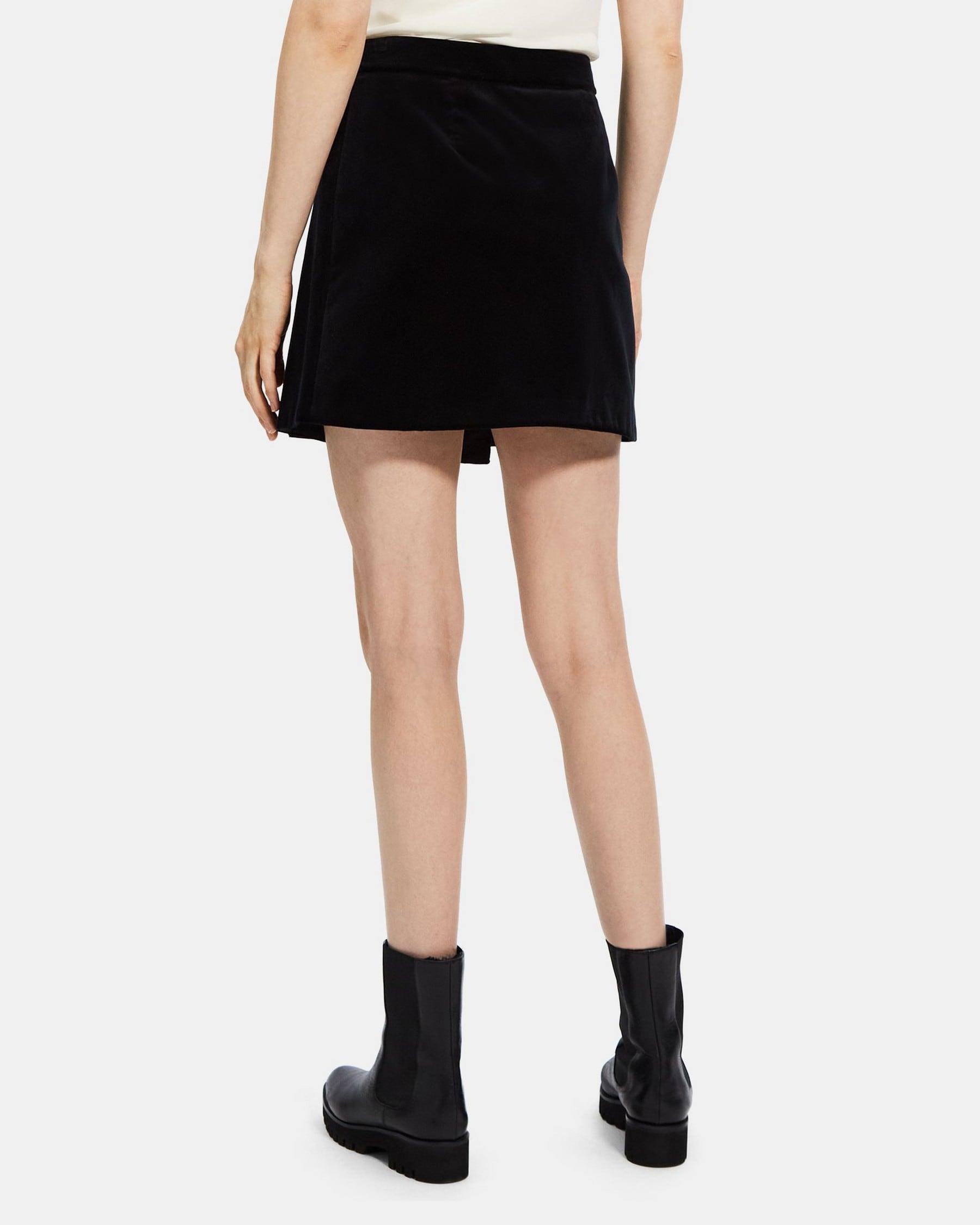 Wrap Mini Skirt in Stretch Velvet Product Image