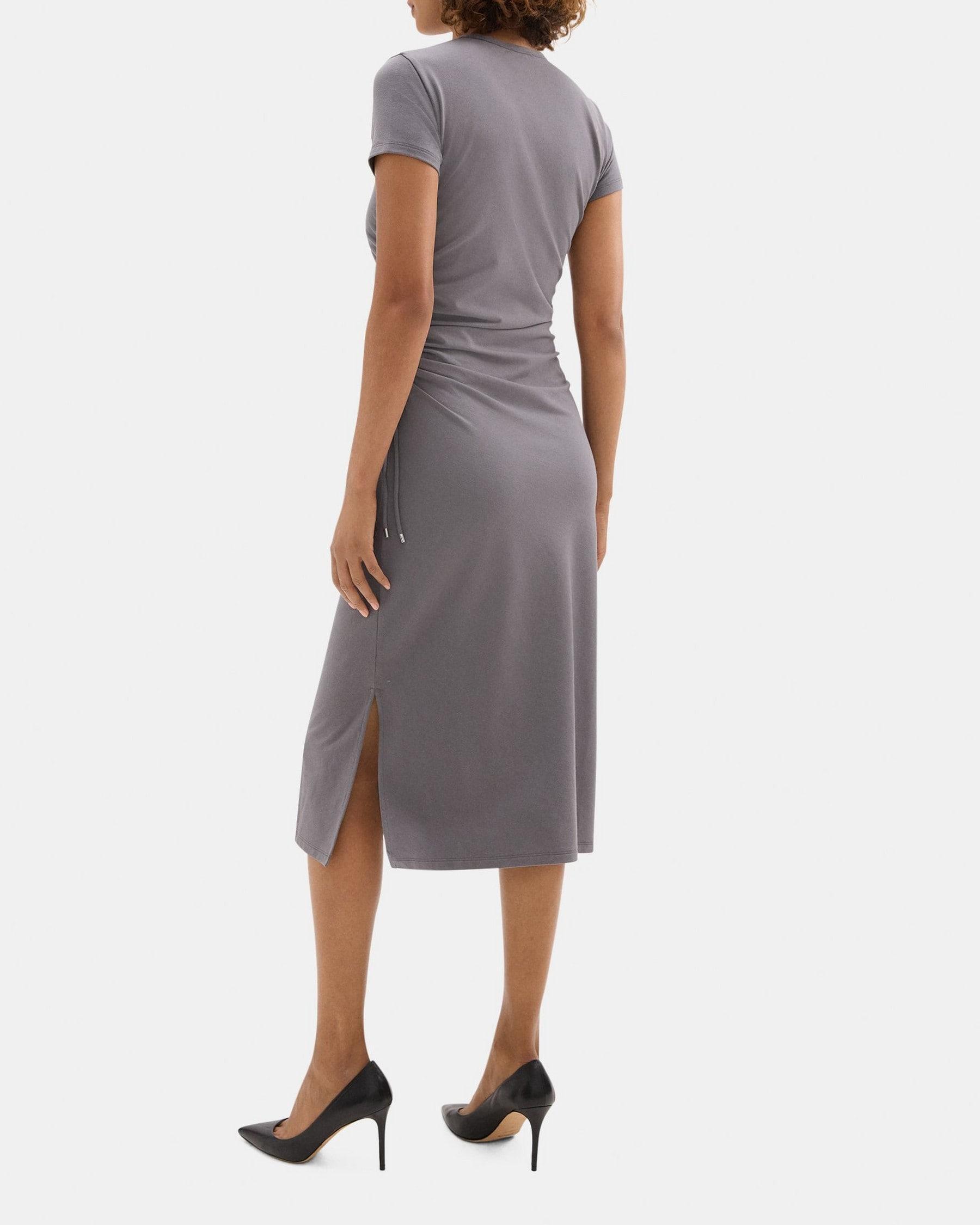 Gathered Dress in Stretch Cotton-Modal Product Image