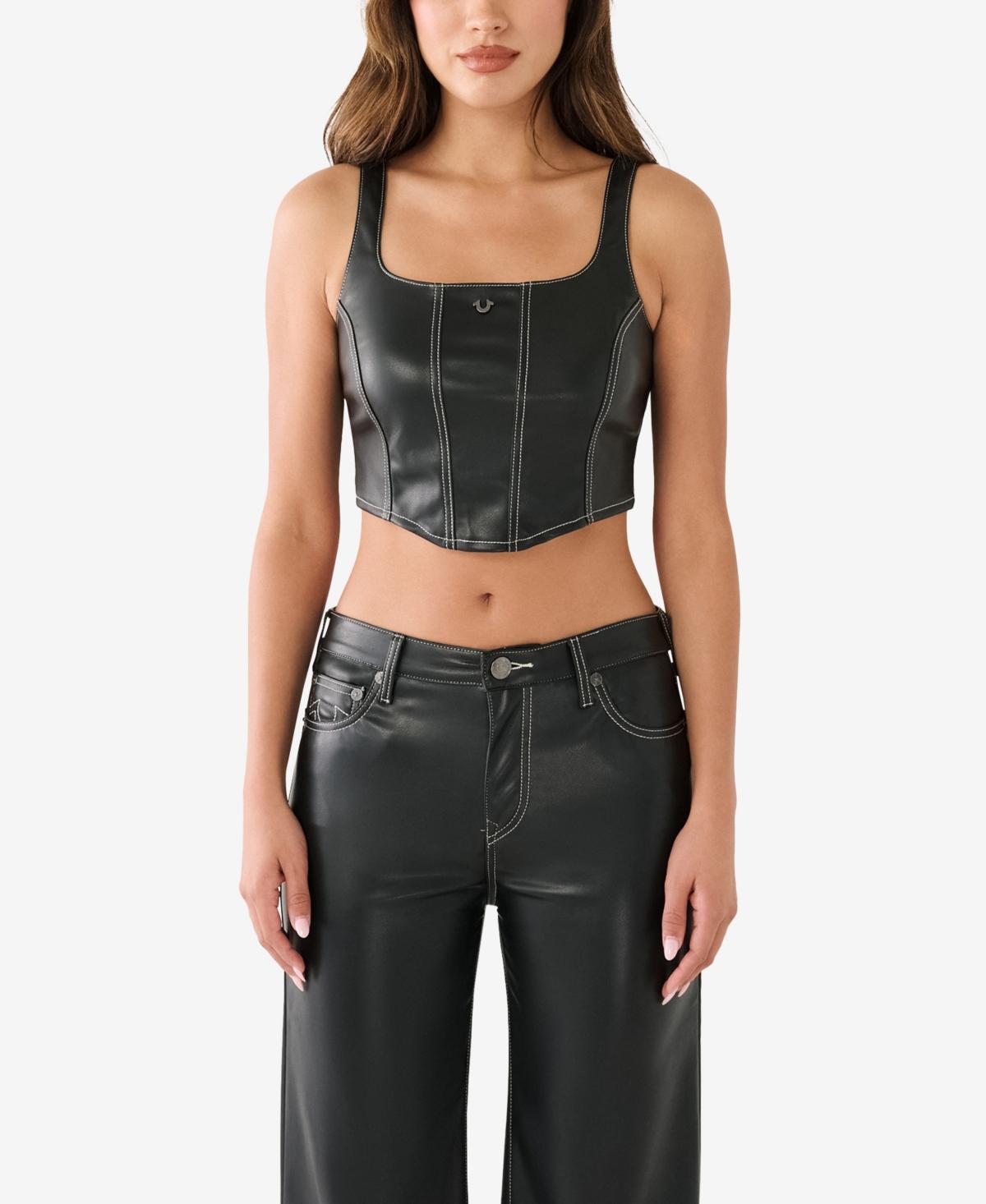 True Religion Womens Faux Leather Corset Top Product Image