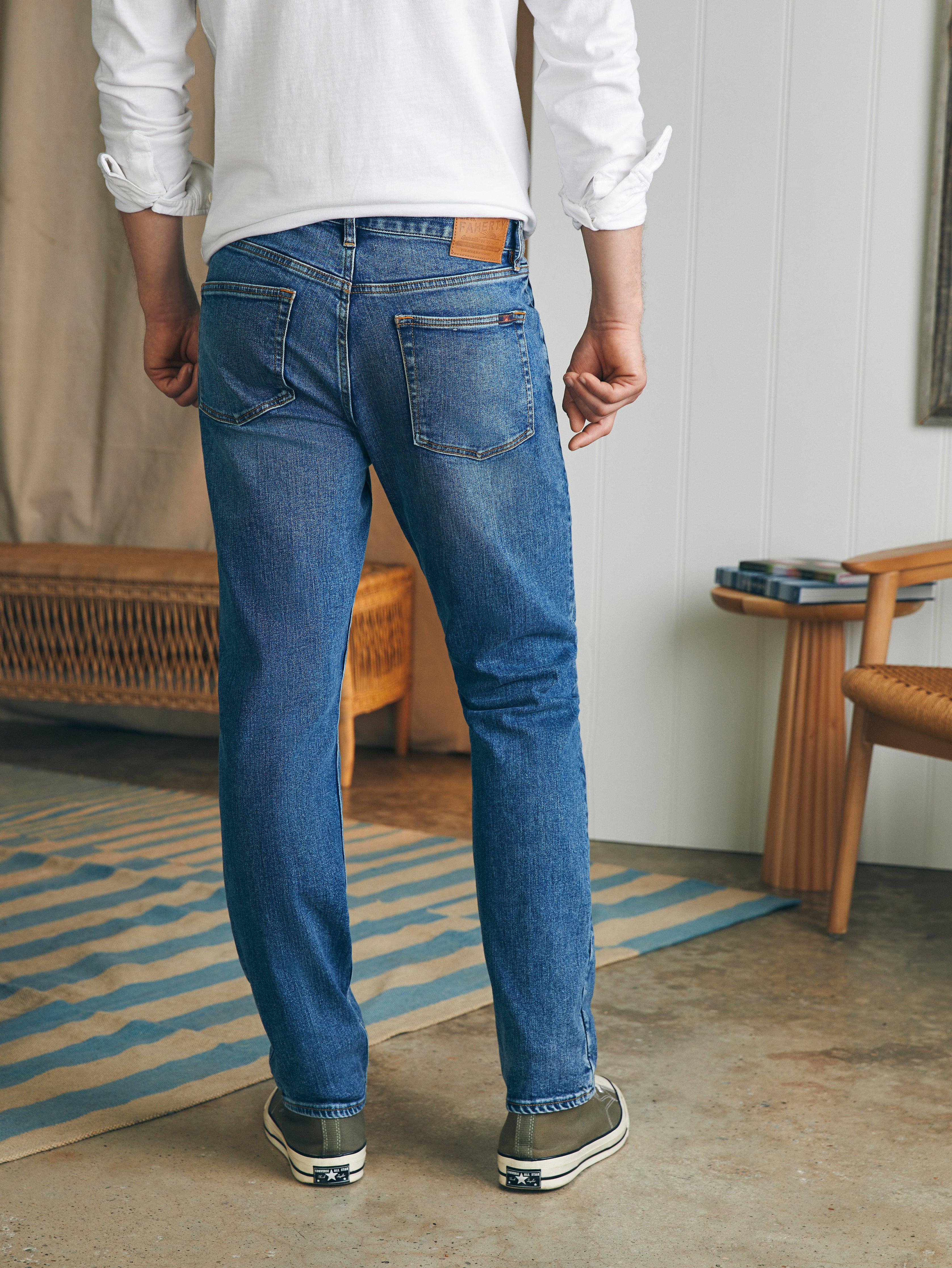 Organic Cotton Slim Straight Denim (34" Inseam) - East Lake Wash Male Product Image