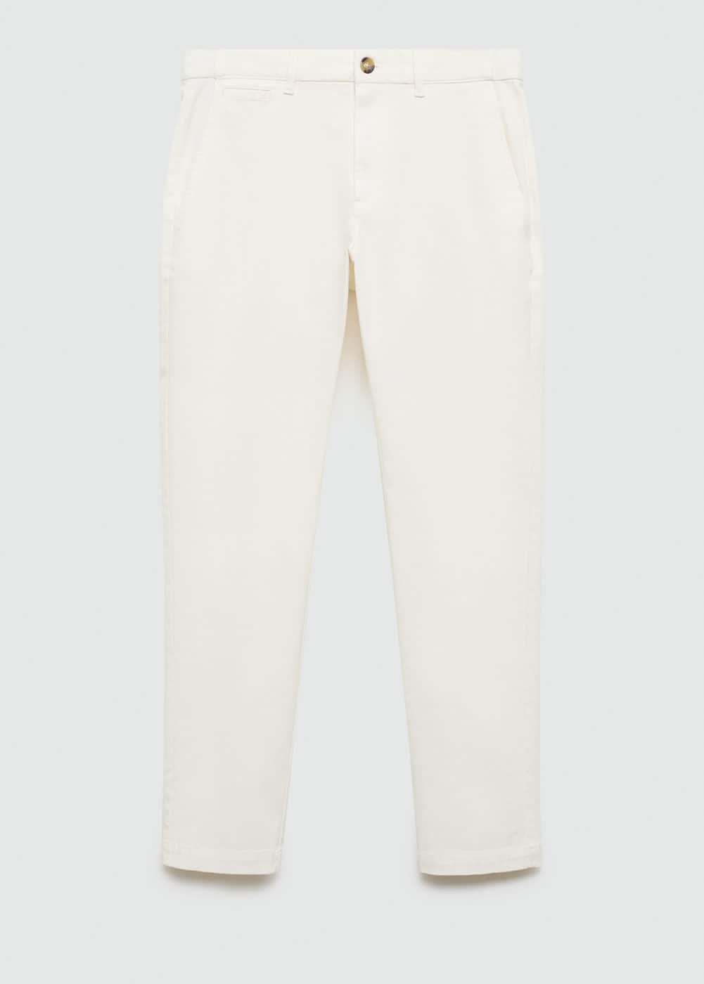 MANGO MAN - Cotton tapered crop pants whiteMen Product Image