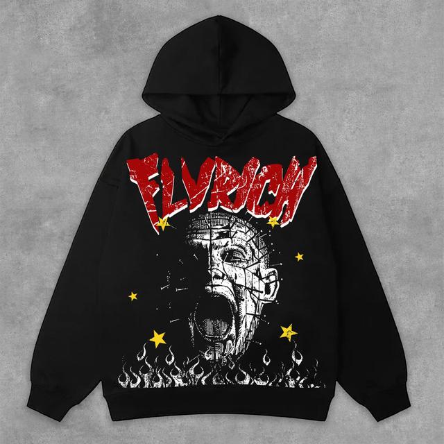 Mummy Fly Rich Vintage Graphic Print Side Pockets Hoodie Product Image