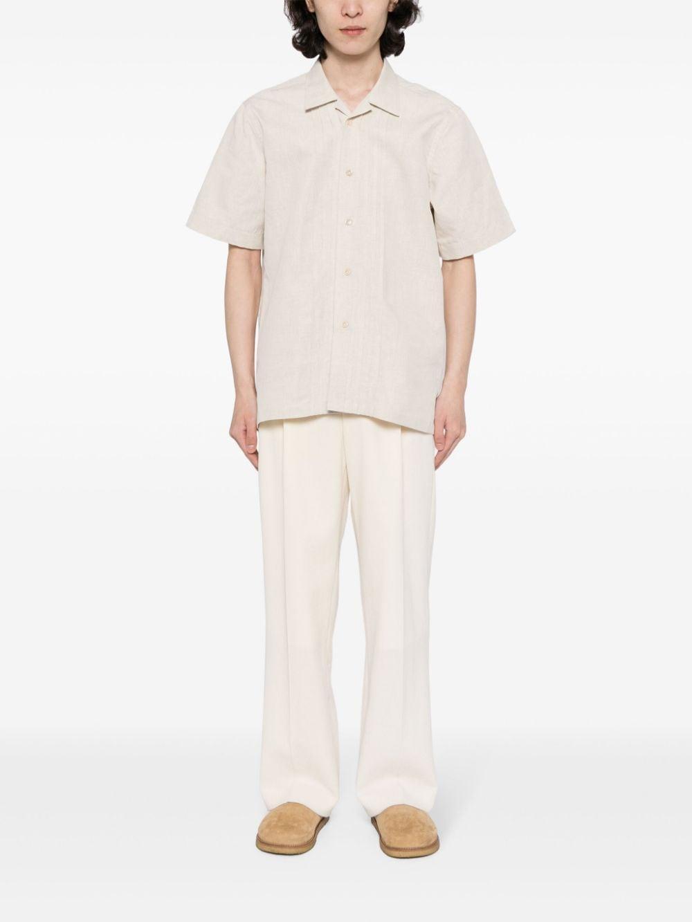 Bowling-collar Short-sleeve Shirt In Neutrals Product Image