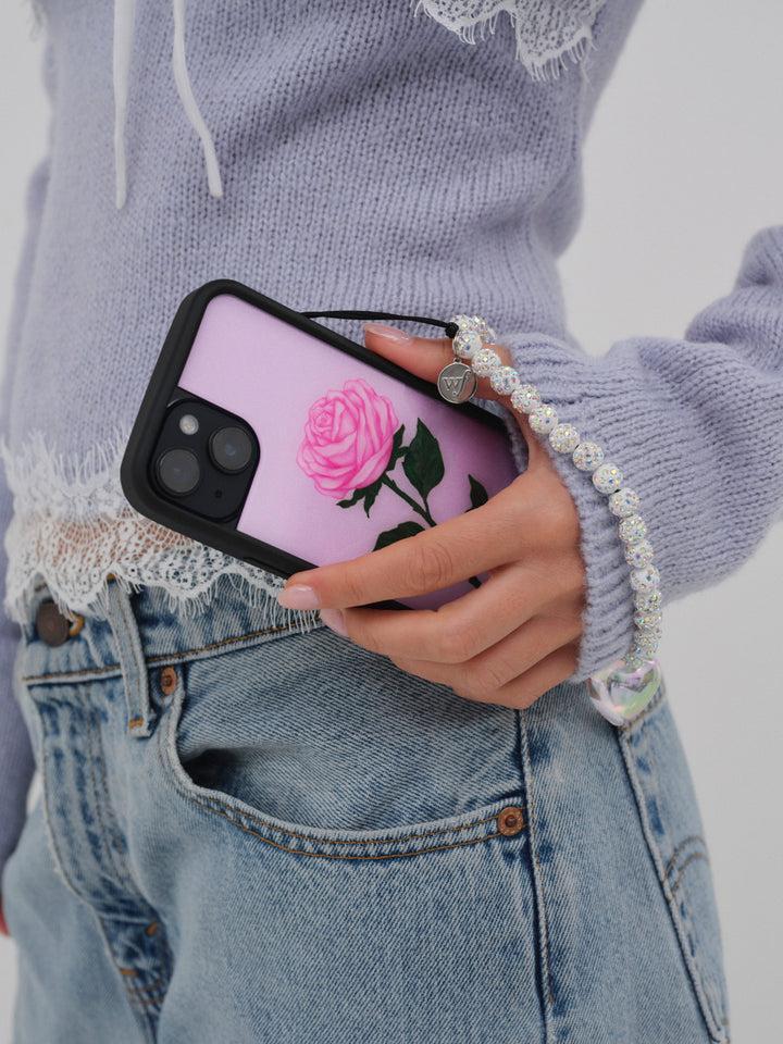 Wildflower White Heart iPhone Wristlet — White Product Image