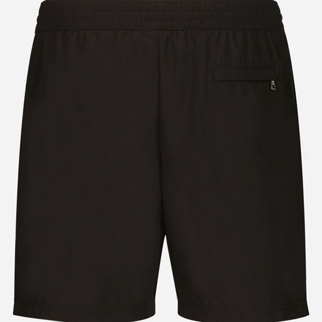 Mid-length Swim Trunks With Branded Plate In Black Product Image