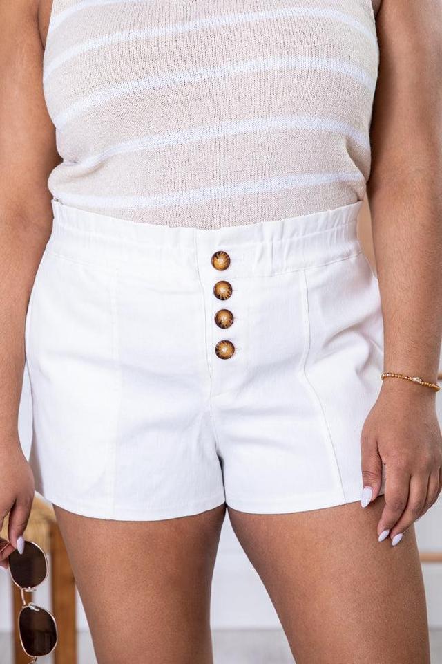 Going Places White Button Front Shorts FINAL SALE Product Image