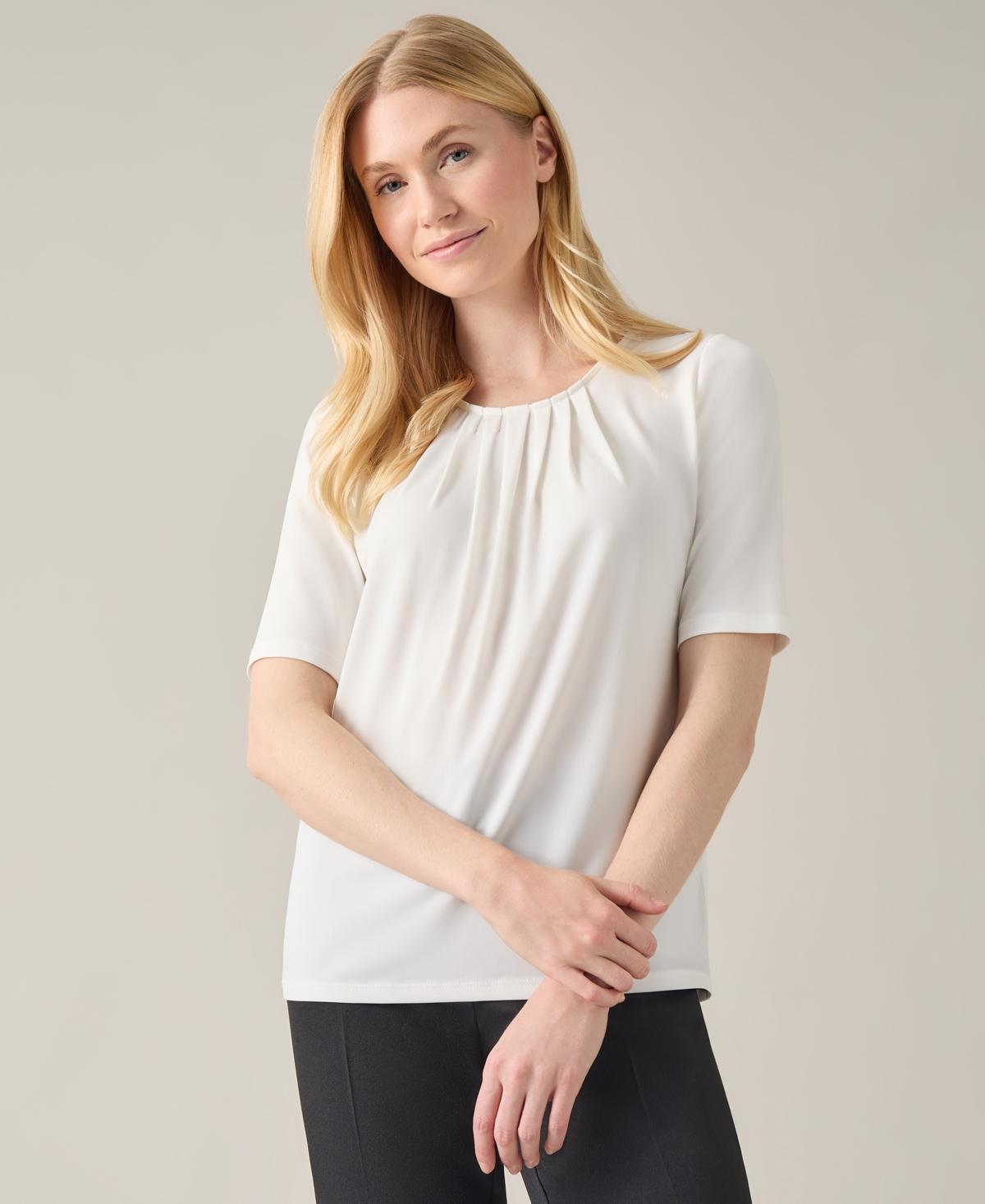 Kasper Womens Crewneck Elbow-Length-Sleeve Blouse Product Image