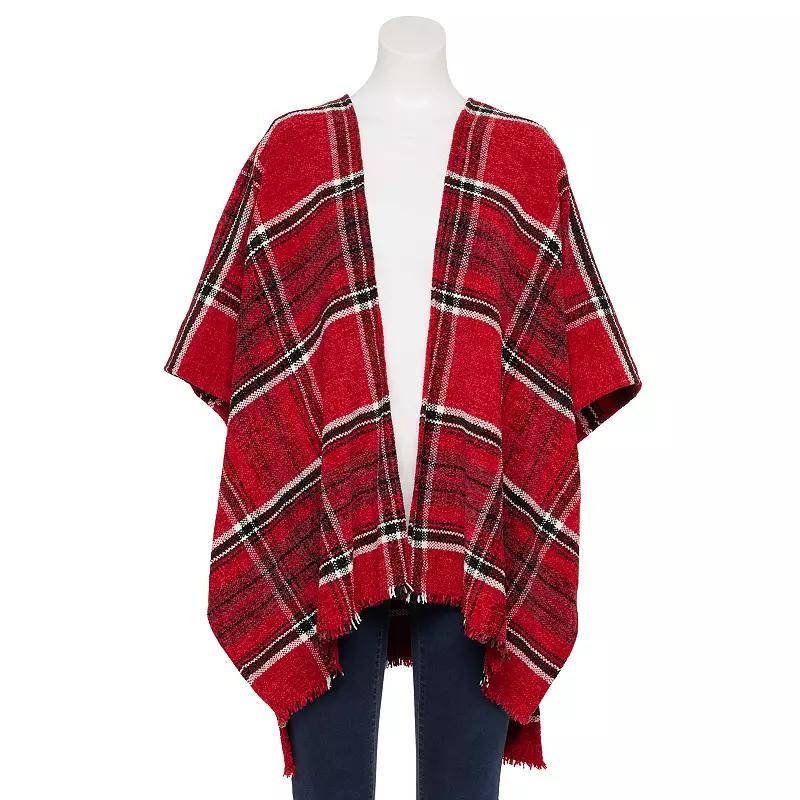 Womens Nine West Overscale Plaid Chenile Topper Product Image