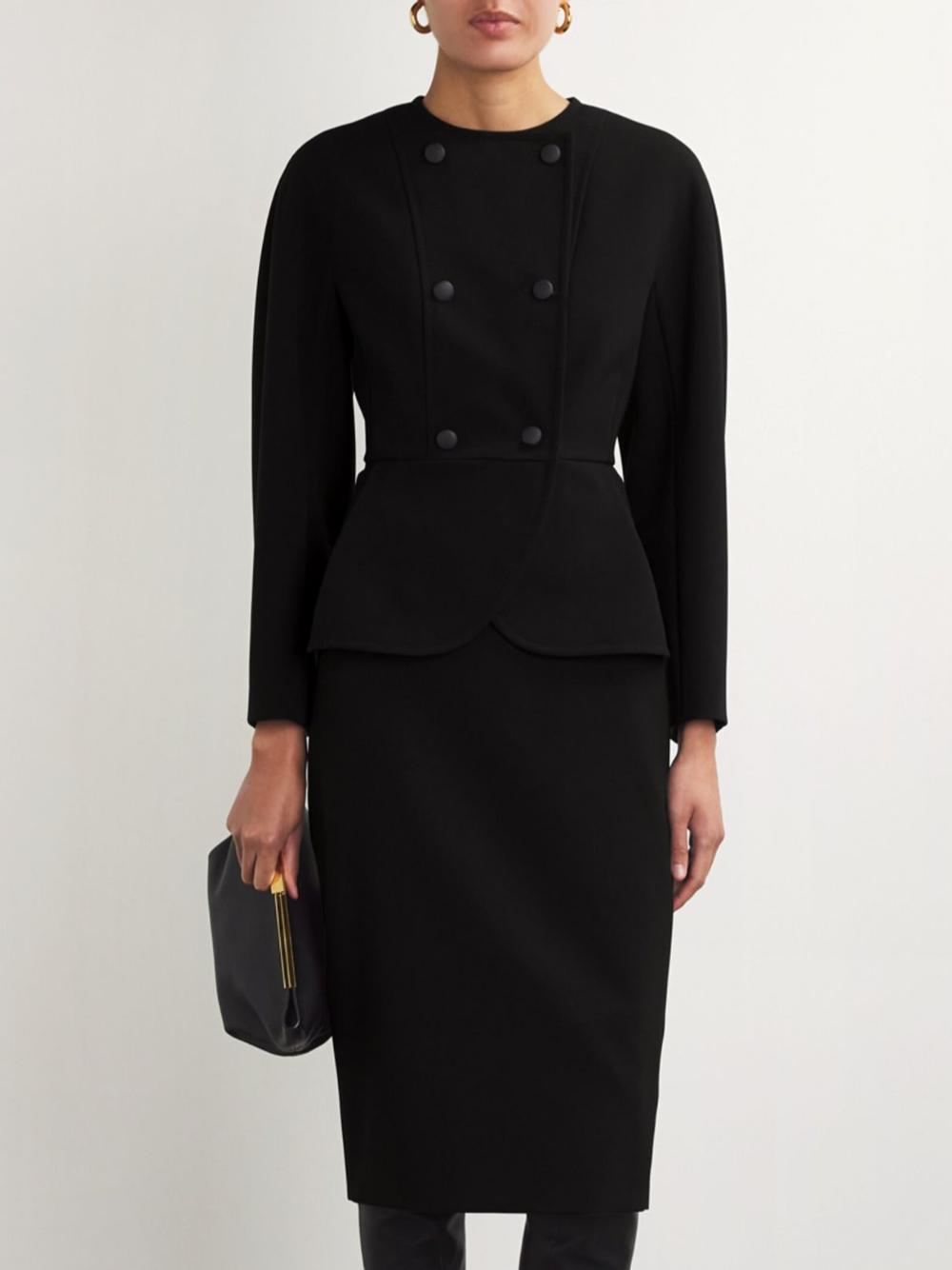 MAX MARA Fronda Double Breasted Peplum Jacket In Black Product Image