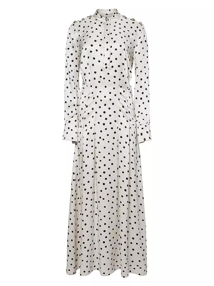 Felicia Polka-Dot Silk Maxi Dress Product Image