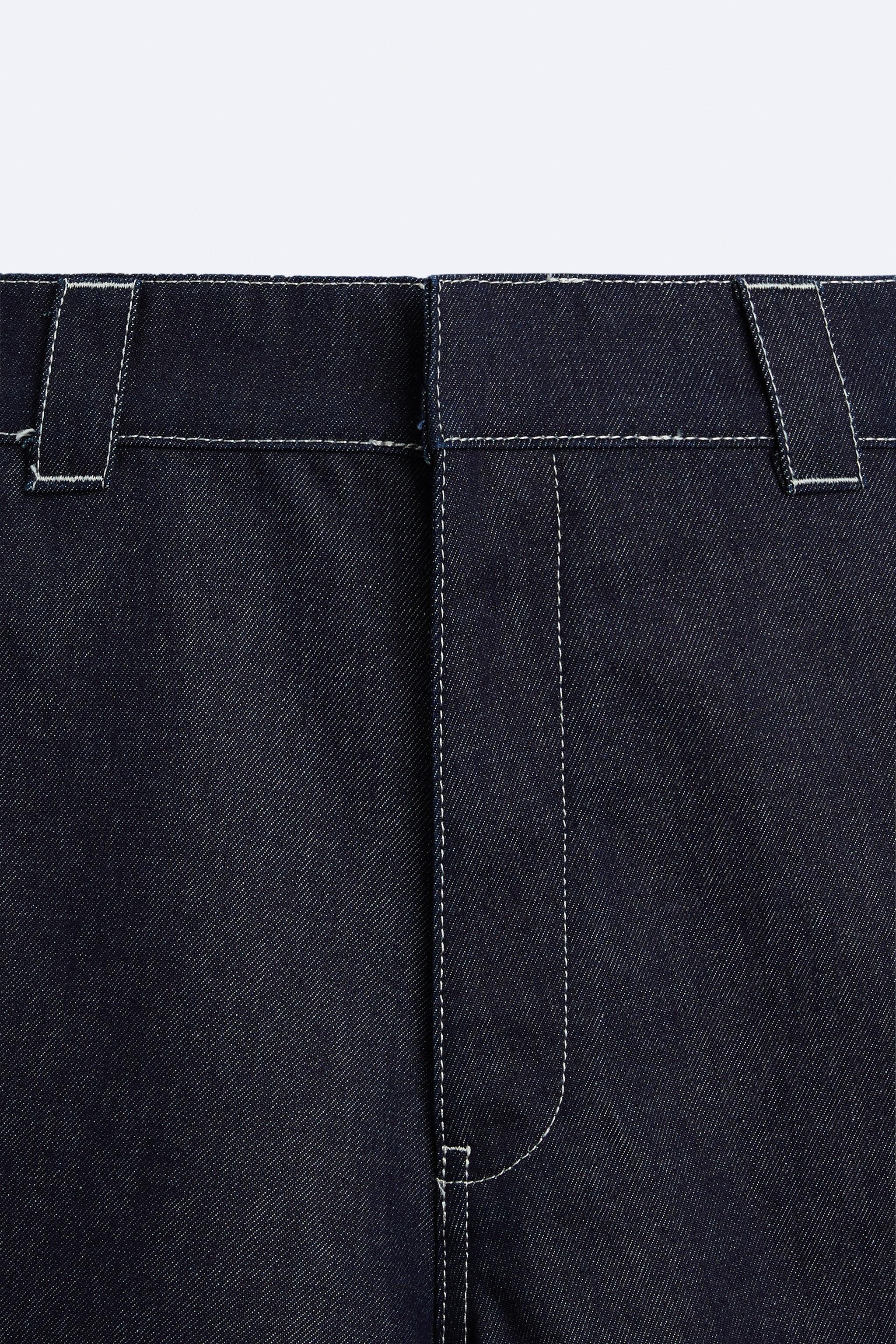 TOPSTITCHED DENIM SHORTS Product Image