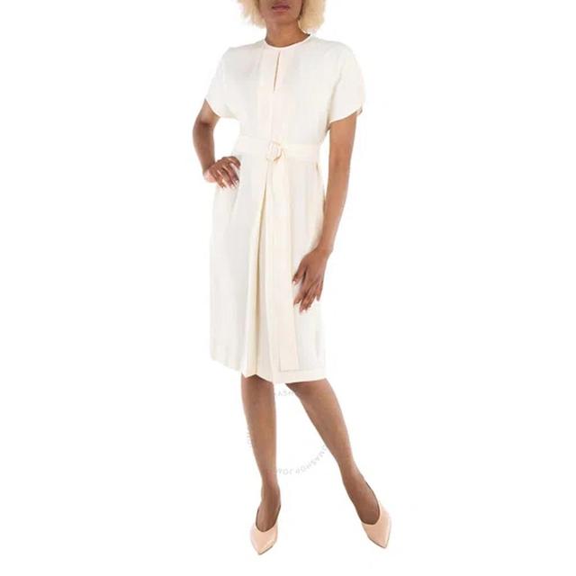 BURBERRY Ladies Soft Sand Eileen Satin Cape-sleeve Midi Dress In White Product Image