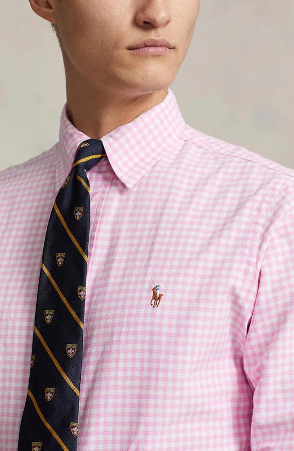 Classic Fit Gingham Oxford Button-down Shirt In Pink White Product Image