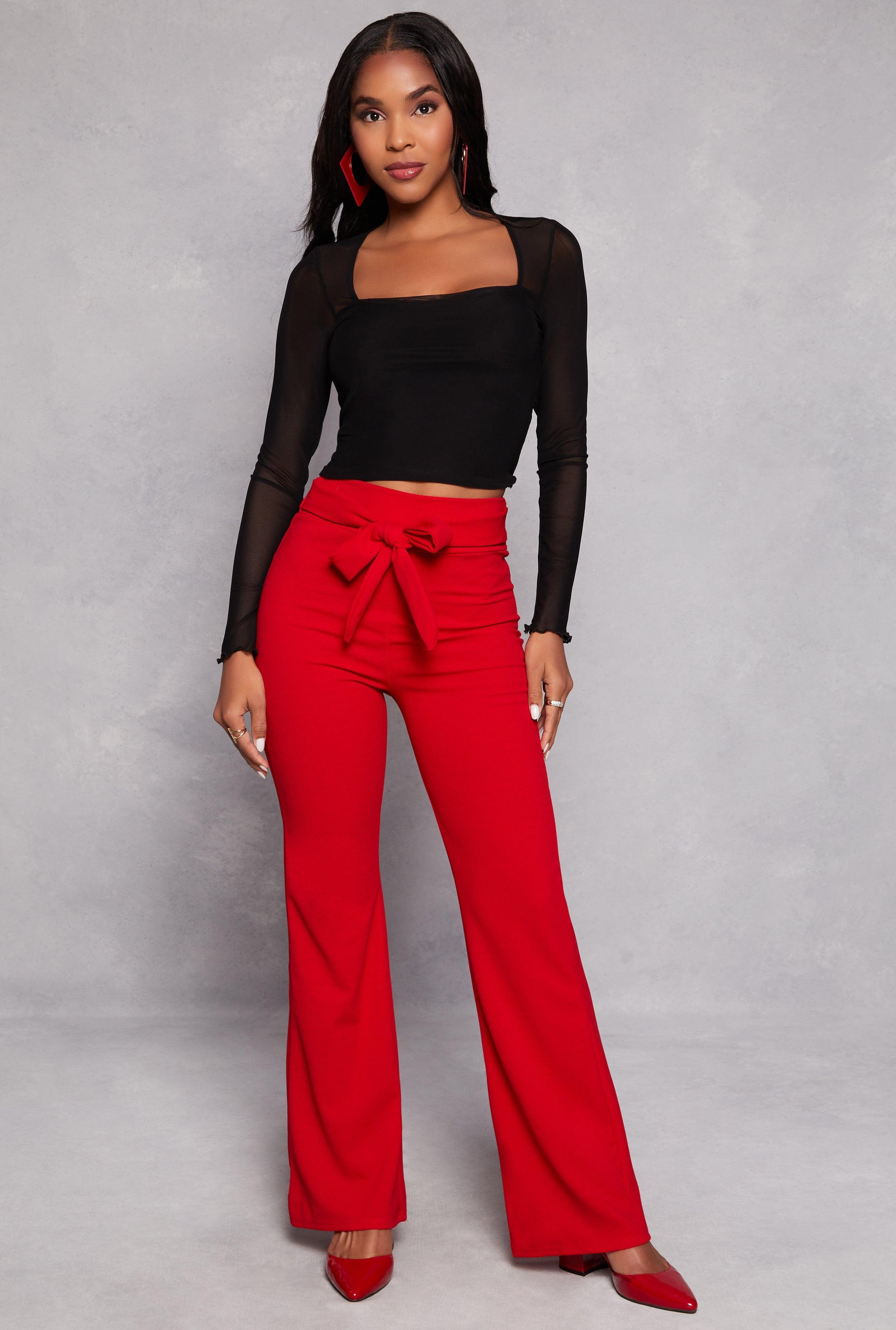 Womens Tie Waist Dress Pants Product Image