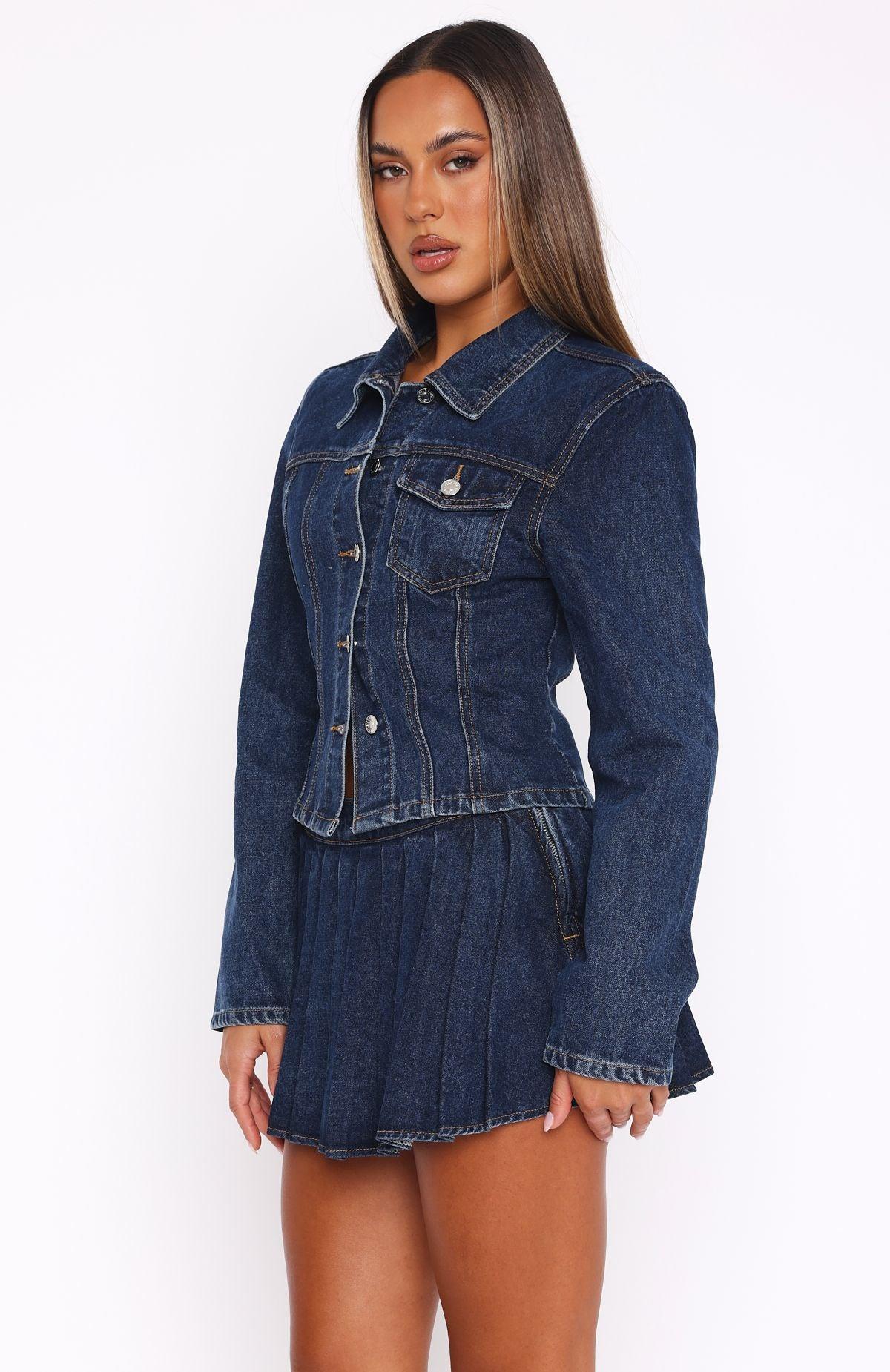 Ayla Denim Jacket Dark Blue Product Image