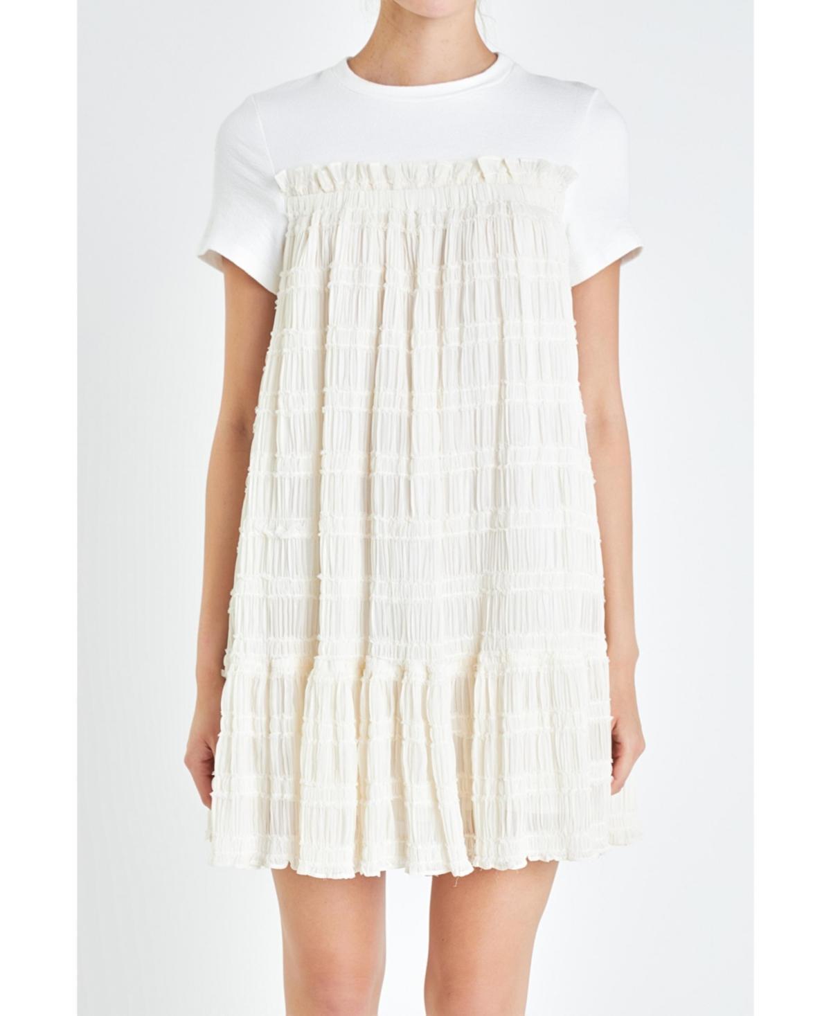 English Factory Womens Ruched chiffon T-shirt Dress - White product image