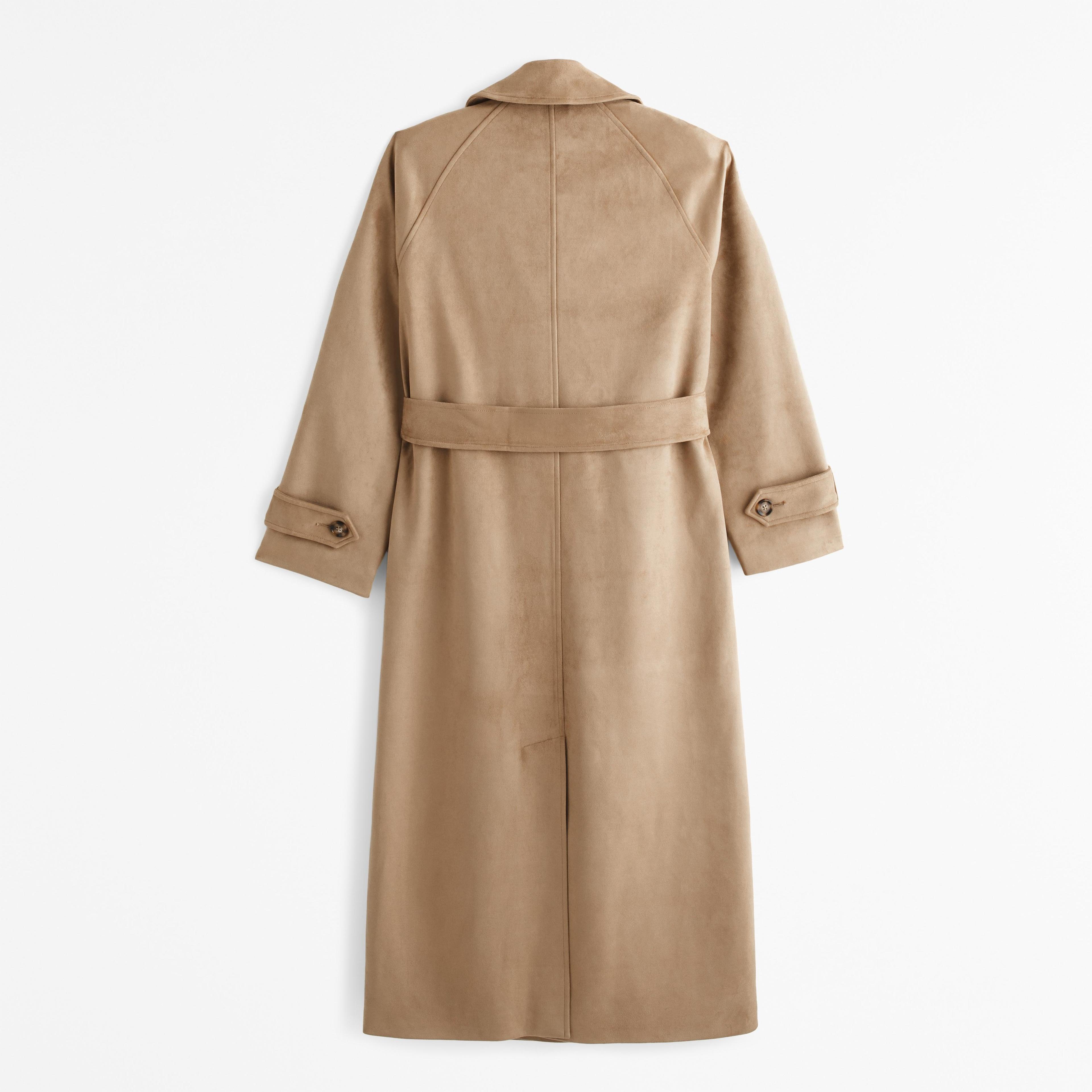 Faux Suede Trench Coat Product Image