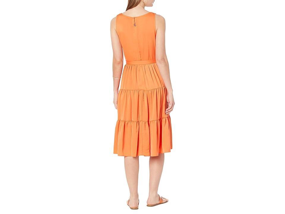 Tommy Hilfiger Charmeuse Tiered Midi Dress (Mandarin) Women's Dress Product Image