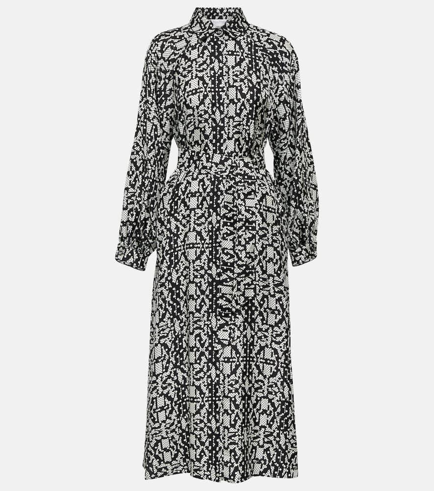 MAX MARA Alpe Printed Silk Midi Dress In Bianco_nero Product Image