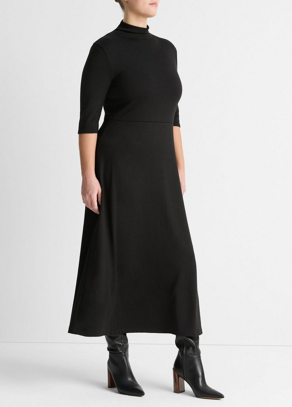 Elbow-Sleeve Turtleneck Dress Product Image