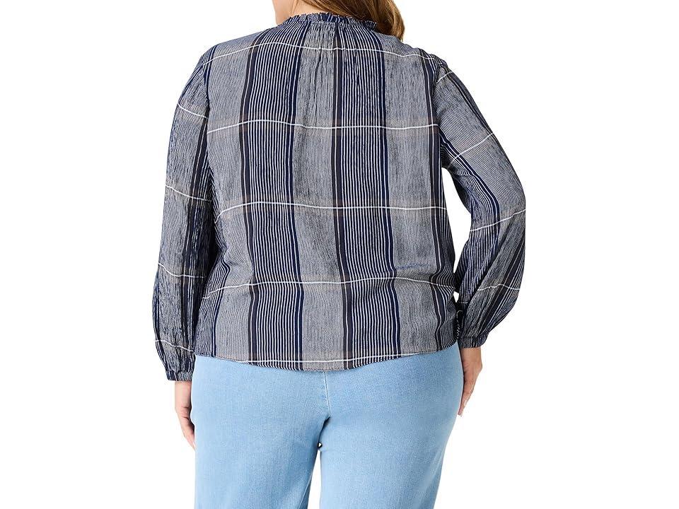 NIC+ZOE Plus Size Line It Up Top (Indigo Multi) Women's Clothing Product Image