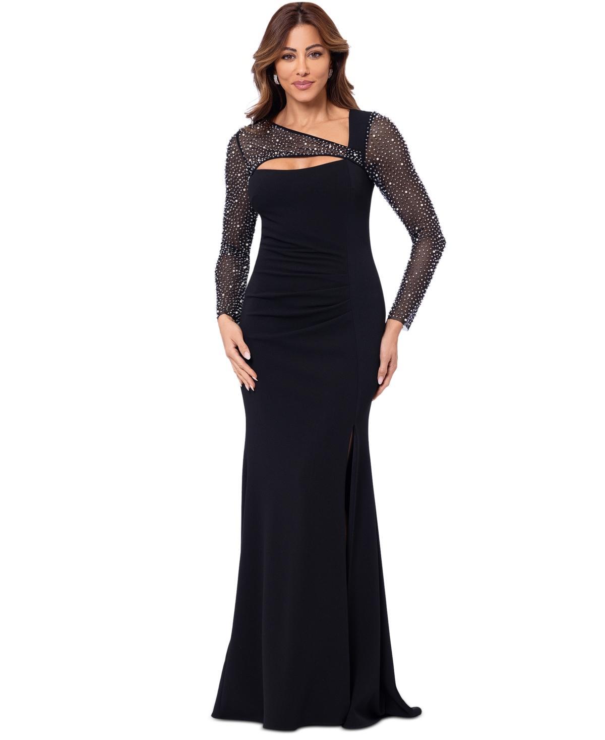 Betsy & Adam Womens Embellished Gown - Black/Silver Product Image