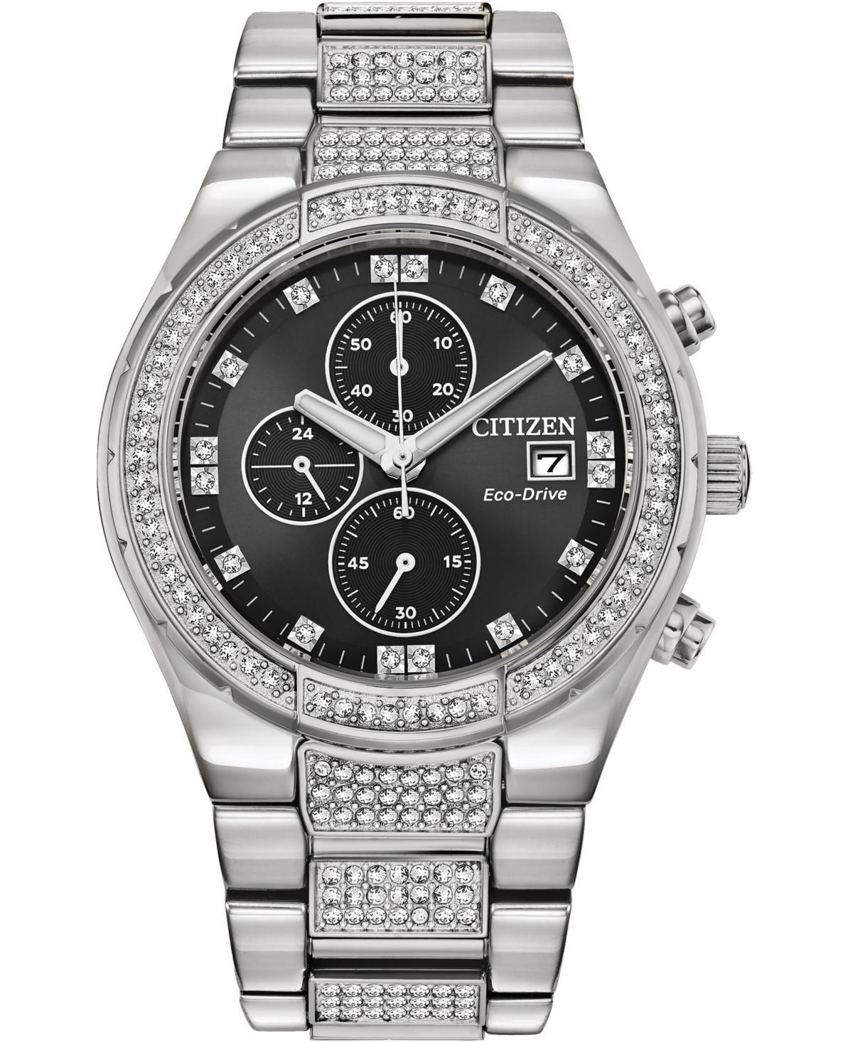 Citizen Mens Chronograph Eco-Drive Crystal Stainless Steel Bracelet Watch 42mm Product Image