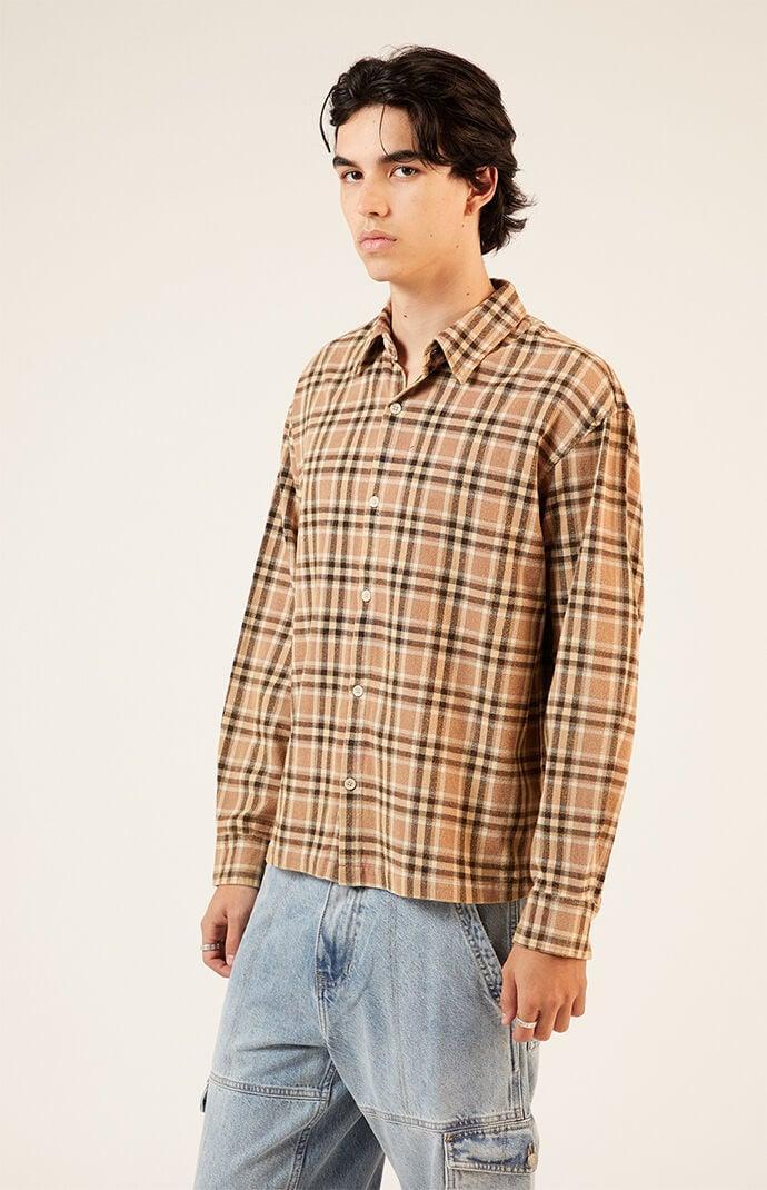 Men's Washed Cropped Flannel Shirt - Product Image