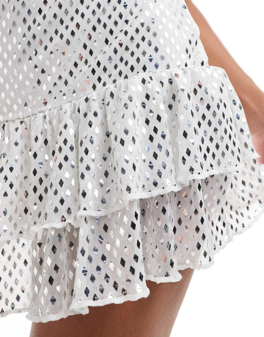 Miss Selfridge sparkly ruffle detail skort Product Image