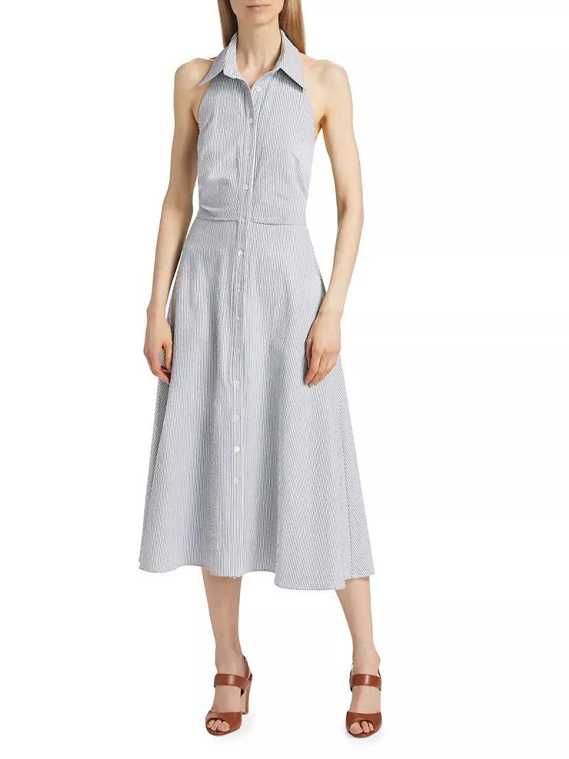 Mackey Seersucker Halter Midi-Dress Product Image