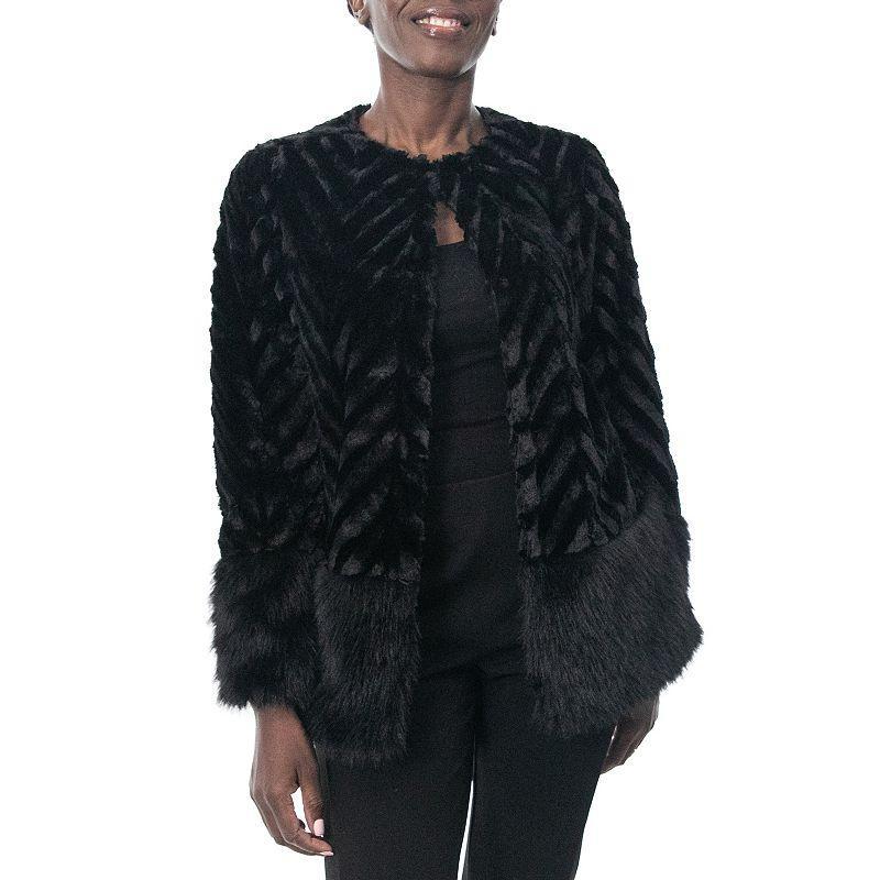 Womens Nina Leonard Chevron Faux-Fur Bolero product image