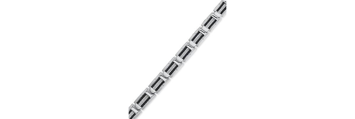 Mens Black and Grey Cable Bracelet in Stainless Steel Product Image