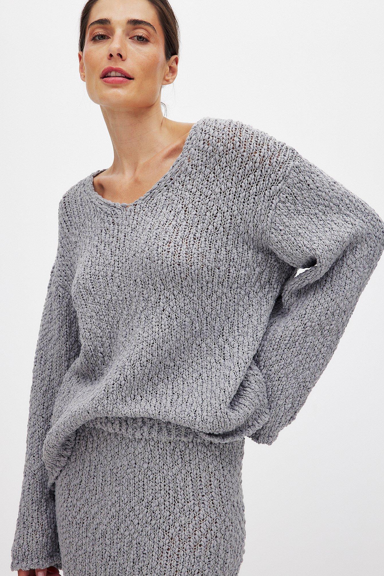 Structured Knitted V-Neck Sweater Product Image