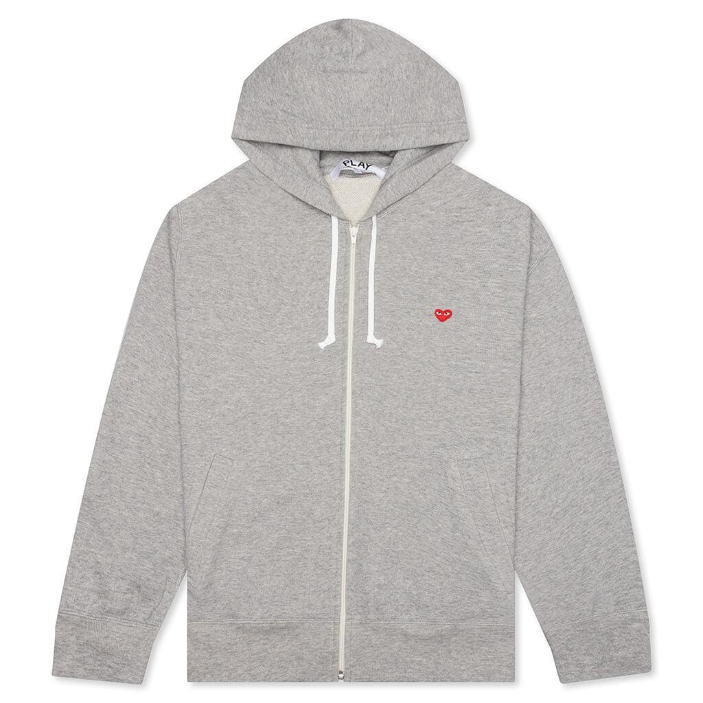 Women's Small Red Heart Hoodie - Grey Female Product Image