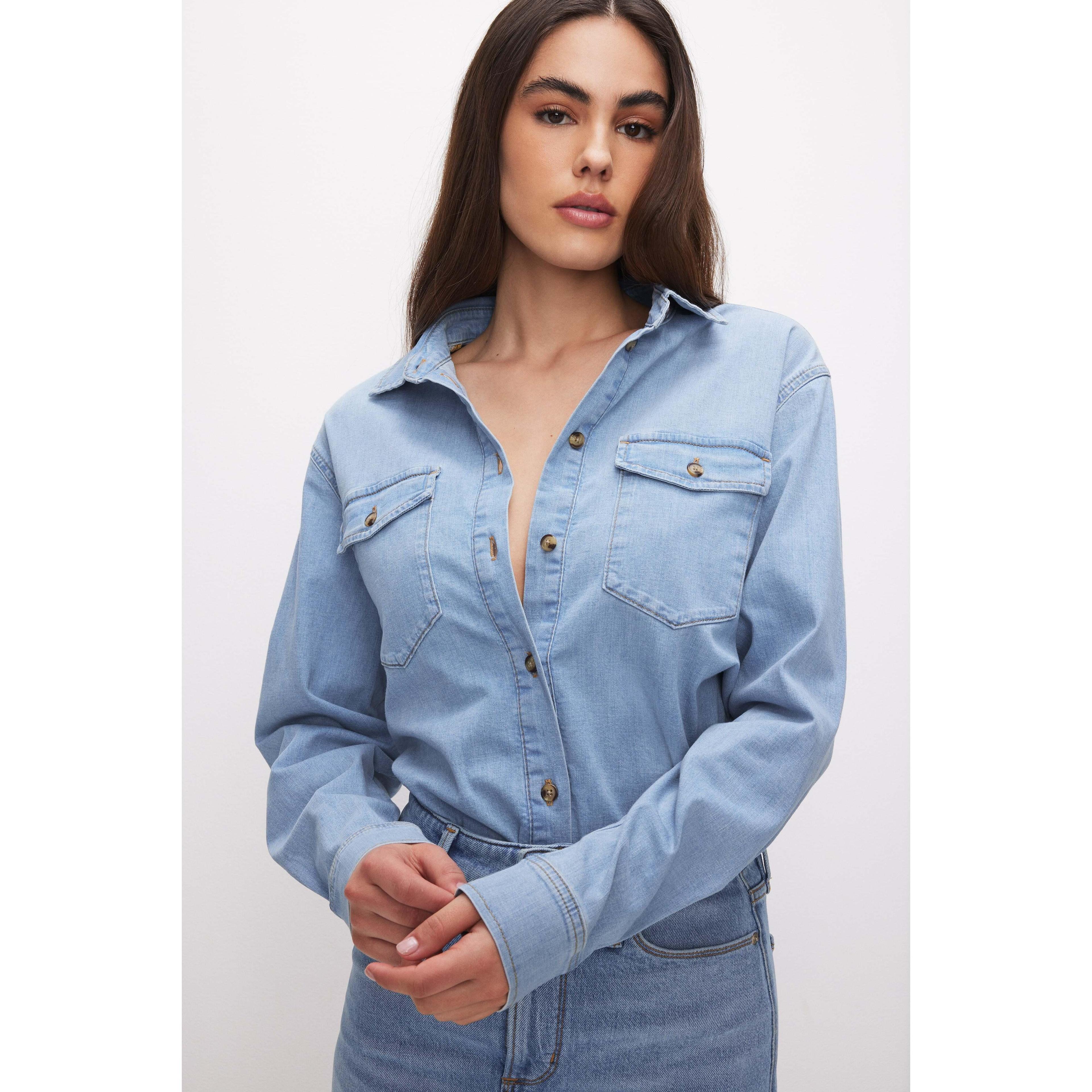 Womens Denim Fitted Shirt Product Image