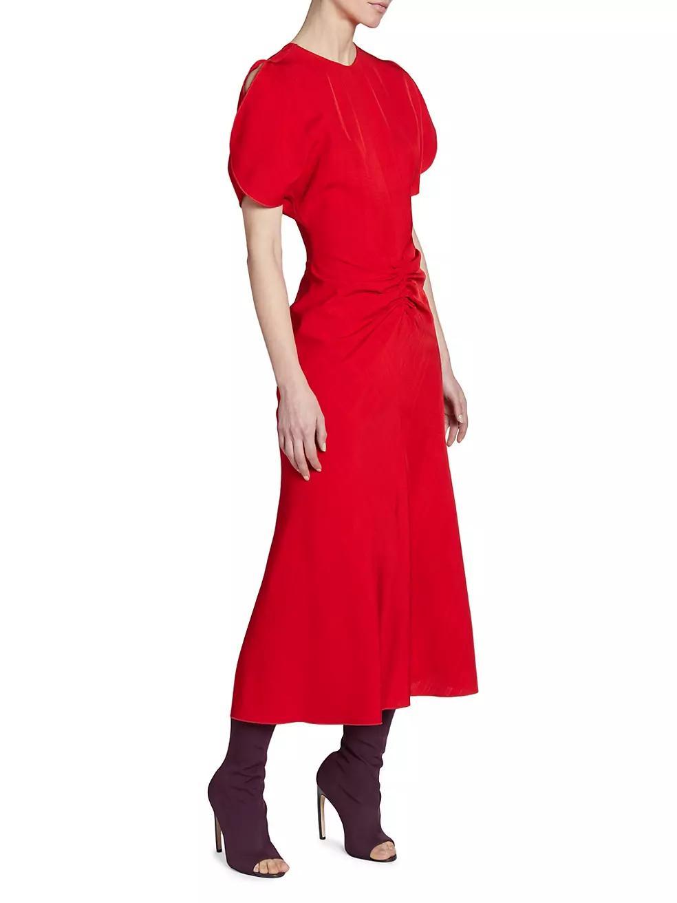 Gathered Waist Midi-Dress Product Image