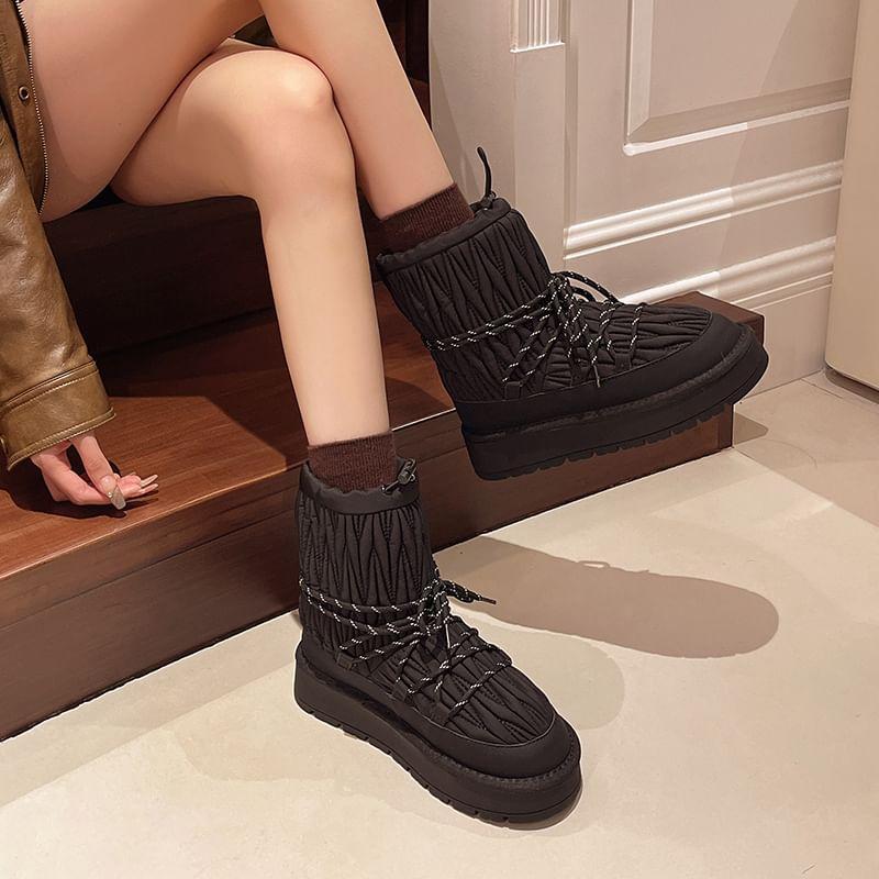 Fleece Lined Platform Short Boots Product Image