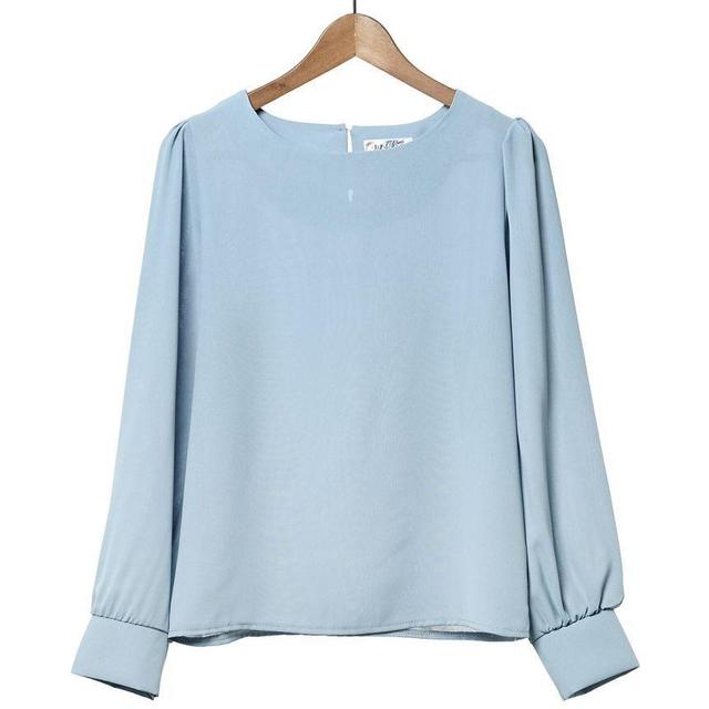 Long-Sleeve Plain Blouse Product Image