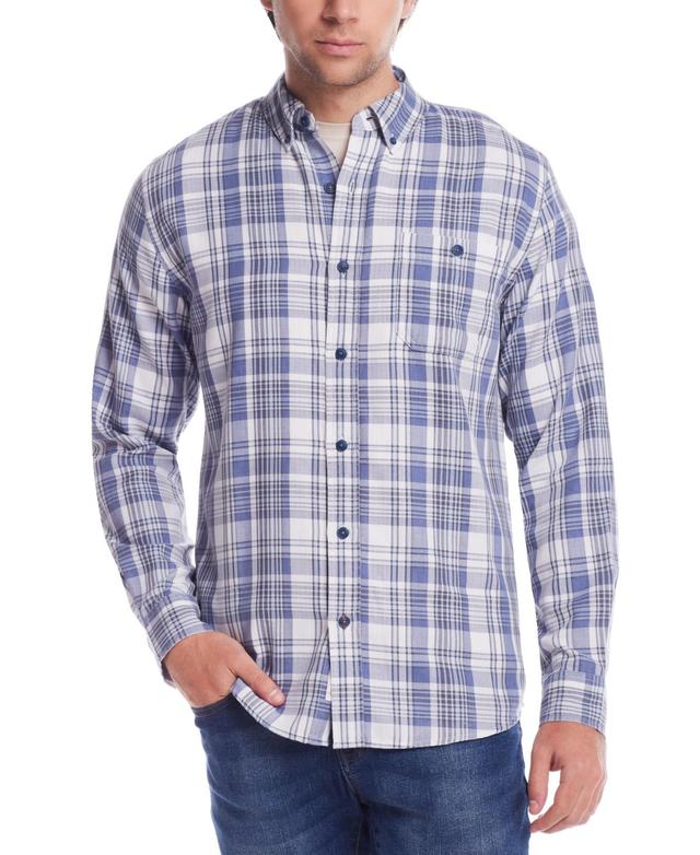 Weatherproof Vintage Mens Long Sleeve Button-Down Burnout Plaid Flannel Shirt Product Image